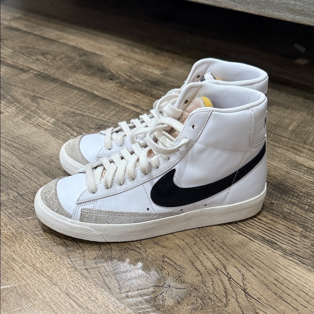 Nike White High-Tops with Black Logo